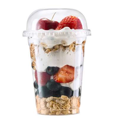 PET PP Locking Lid Transparent Cold Drink Beverages Cup